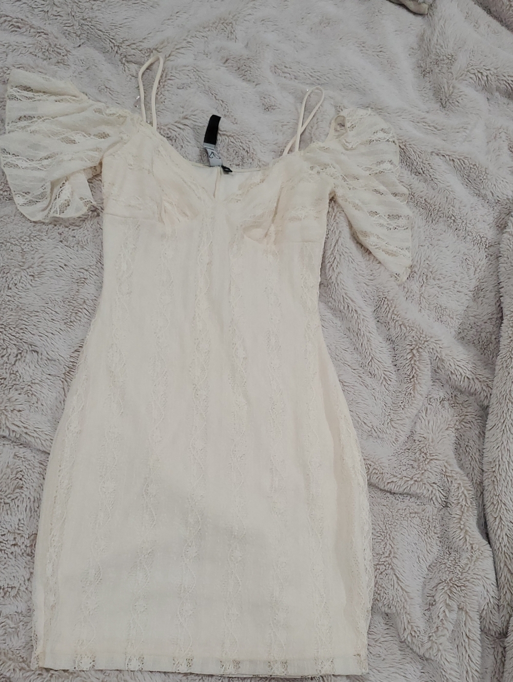 Windsor Cream Lace Cold-Shoulder Mini Dress